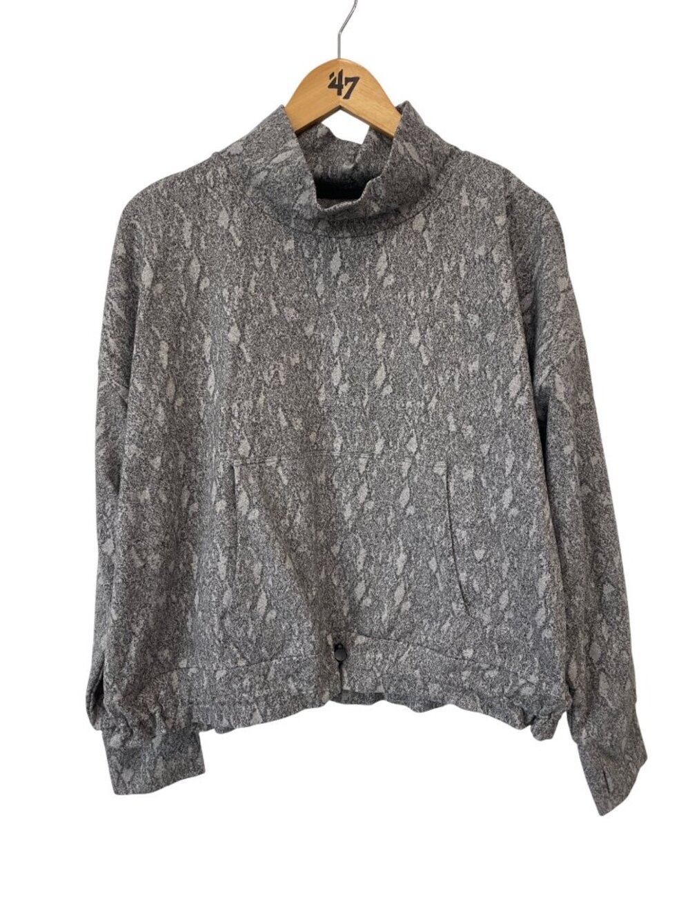 Kyodan Outdoor Pullover XL Snakeskin Print Mock Neck Long Sleeve Gray Gorpcore